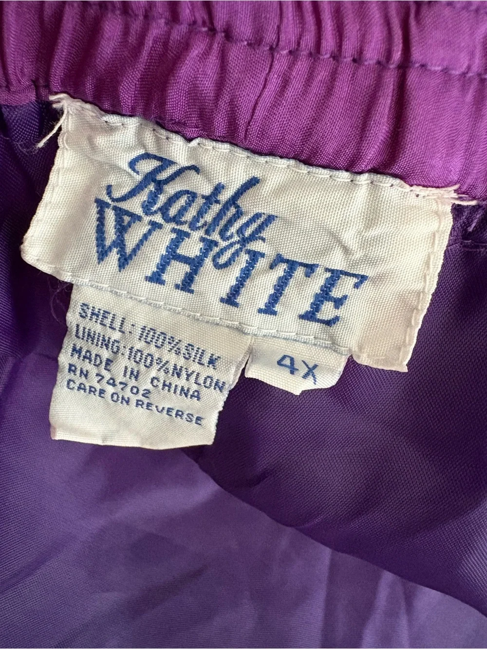 VTG Kathy White 100% Silk Fringe Tracksuit Set Purple Plus Size 4X NWT 1995